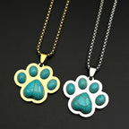 Cute Cat Dog Claw Pendent Necklace For Women Men Stainless Steel Silver Color Stone Animal Pet Lover Gifts Jewelry