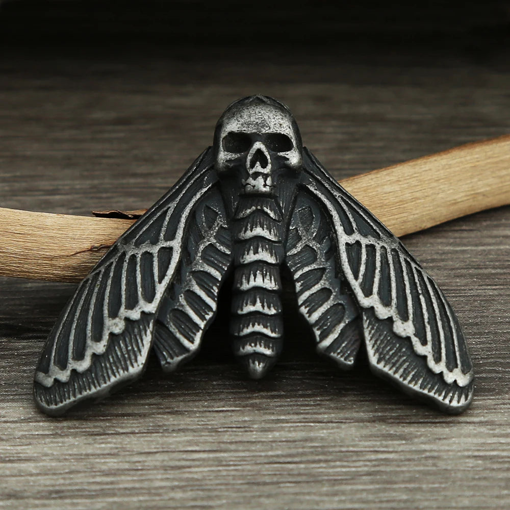 Skull Butterfly Moth Pendant — Stainless