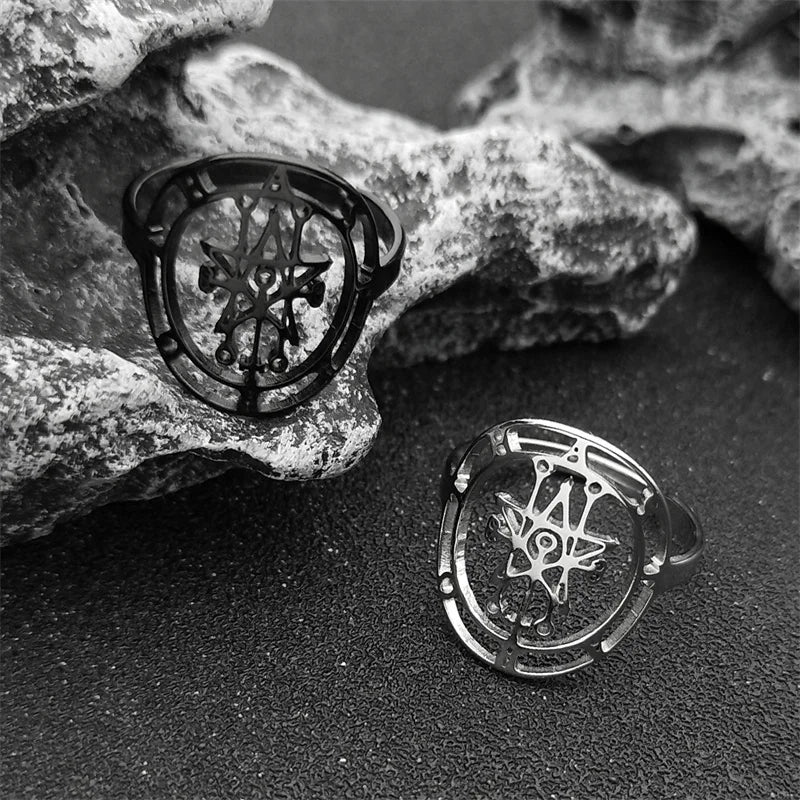 Occult Sigil Steel Ring Astaroth Goetia Finger