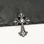 Iced Out Catholic Cross Silver Pendant Necklace
