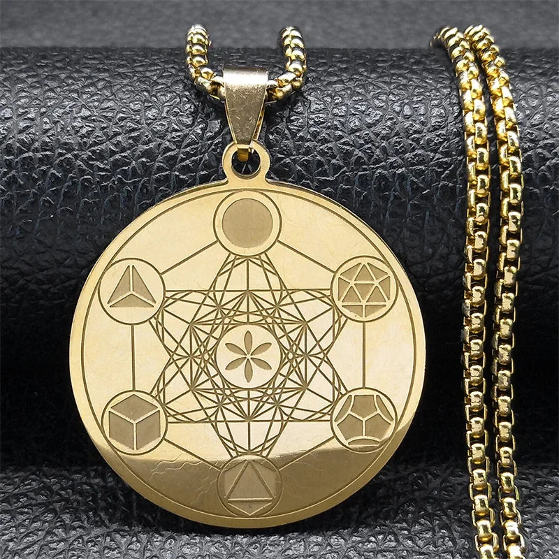 Archangel Metatron Cube Pendant — Stainless Steel