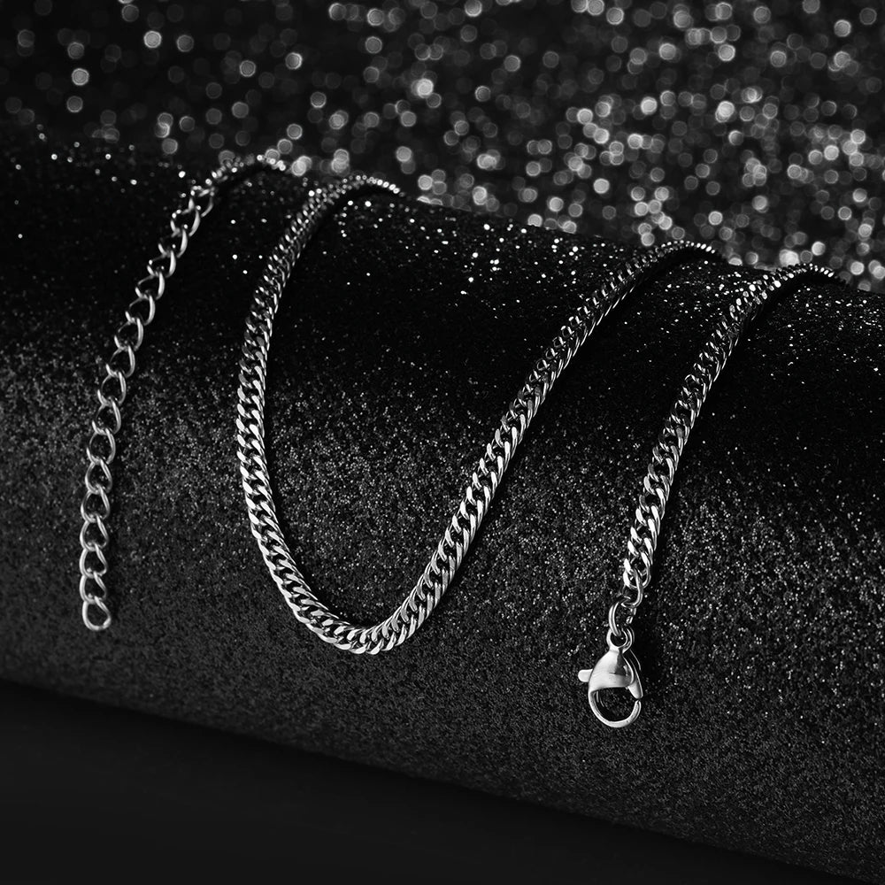 50cm New Fashion Stainless Steel Chain 1.2-3mm Silver Color Rose Gold Necklace Jewelry Vacuum Plating Accessories Chokers Collar