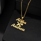 Multiple Styles Personalized Custom 2 Names Necklace Stainless Steel For Men Women Big Size Pendant Christmas Jewelry Gifts