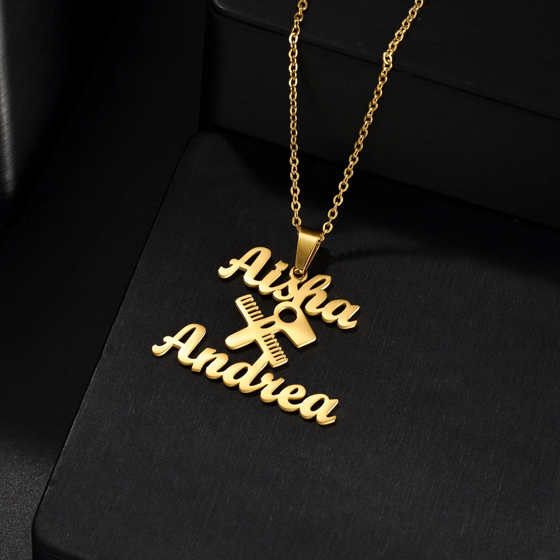 Multiple Styles Personalized Custom 2 Names Necklace Stainless Steel For Men Women Big Size Pendant Christmas Jewelry Gifts