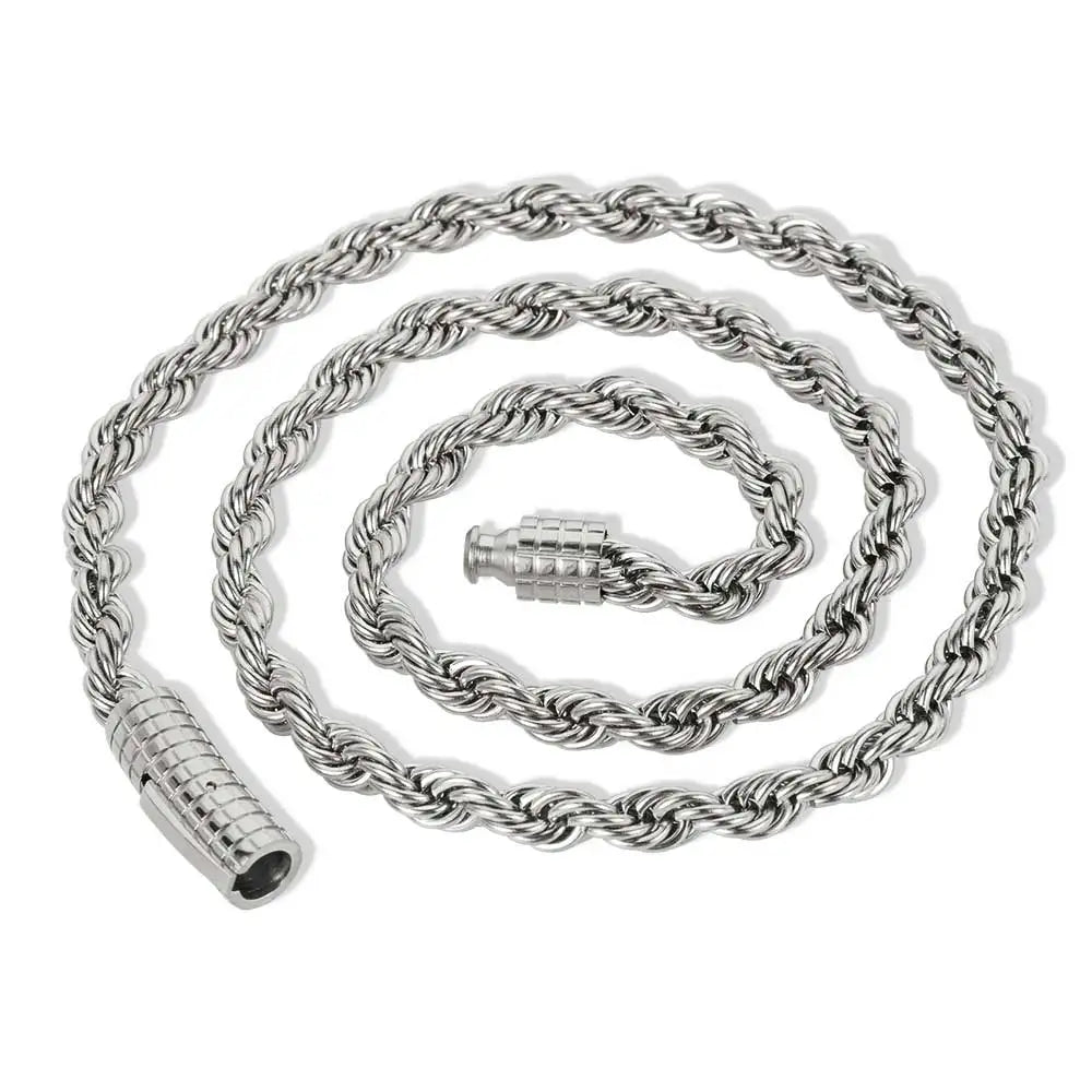 6mm Rope Chain Necklace Stainless Steel Never Fade Waterproof Choker Men Women Jewelry Gold Color Chains Gift