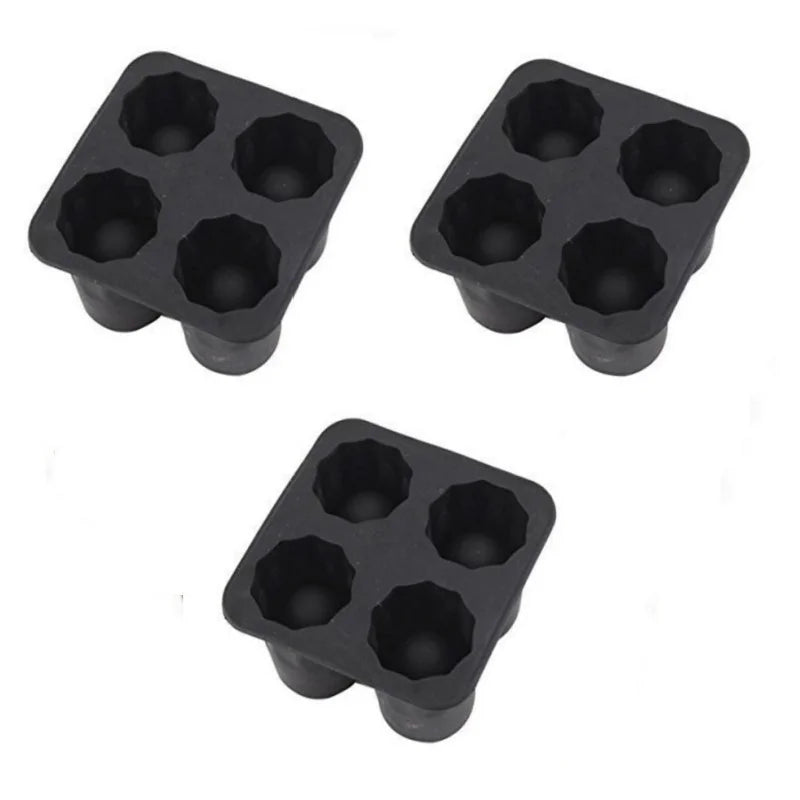 Silicone Ice Cube Mold Four Hole Press Ice Block Maker Creative Round Cup Shape Ice Molds for Whiskey Beer Bar Kitchen
