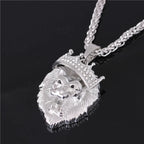 The Lion Head Alloy Men's Necklace Personality Crown Lion Hip Hop Rock Pendant Punk Fashion Jewelry Accessories