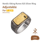 Nordic Hammer Ring Silver Inlaid Copper Viking Rune Silver Jewelry