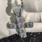 Iced Out Tennis Cross Pendant Necklace