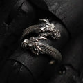 New Personalized Retro Domineering Trend Two-headed Dragon Ring Men Women Punk Adjustable Ring Hip Hop Rock Simple