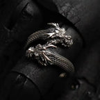 New Personalized Retro Domineering Trend Two-headed Dragon Ring Men Women Punk Adjustable Ring Hip Hop Rock Simple