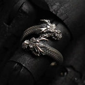 Twin Dragon Personalized Adjustable Ring — Gothic Punk