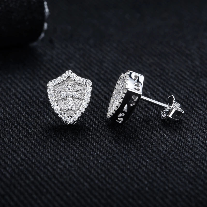 Iced Out Cross Stud Earrings — 925 Silver