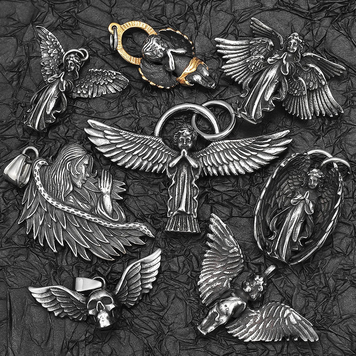 Angel Wing Pendant Necklace — Stainless Steel