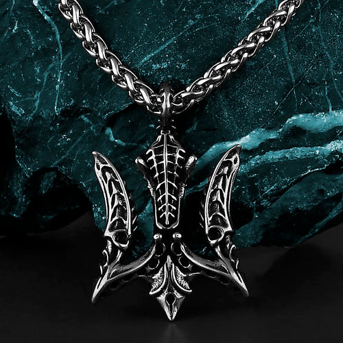 Alien Poseidon Trident Necklace — Stainless Steel