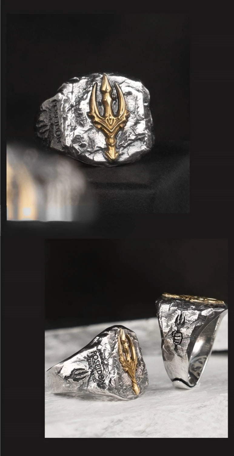 Silver Trident Open Ring — Vintage Gothic Punk