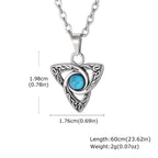 Vintage Celtic Knot Pendant Inlaid Black Opal Turquoise Necklace for Men, Retro Fashion Natural Stone Stainless Steel Jewelry