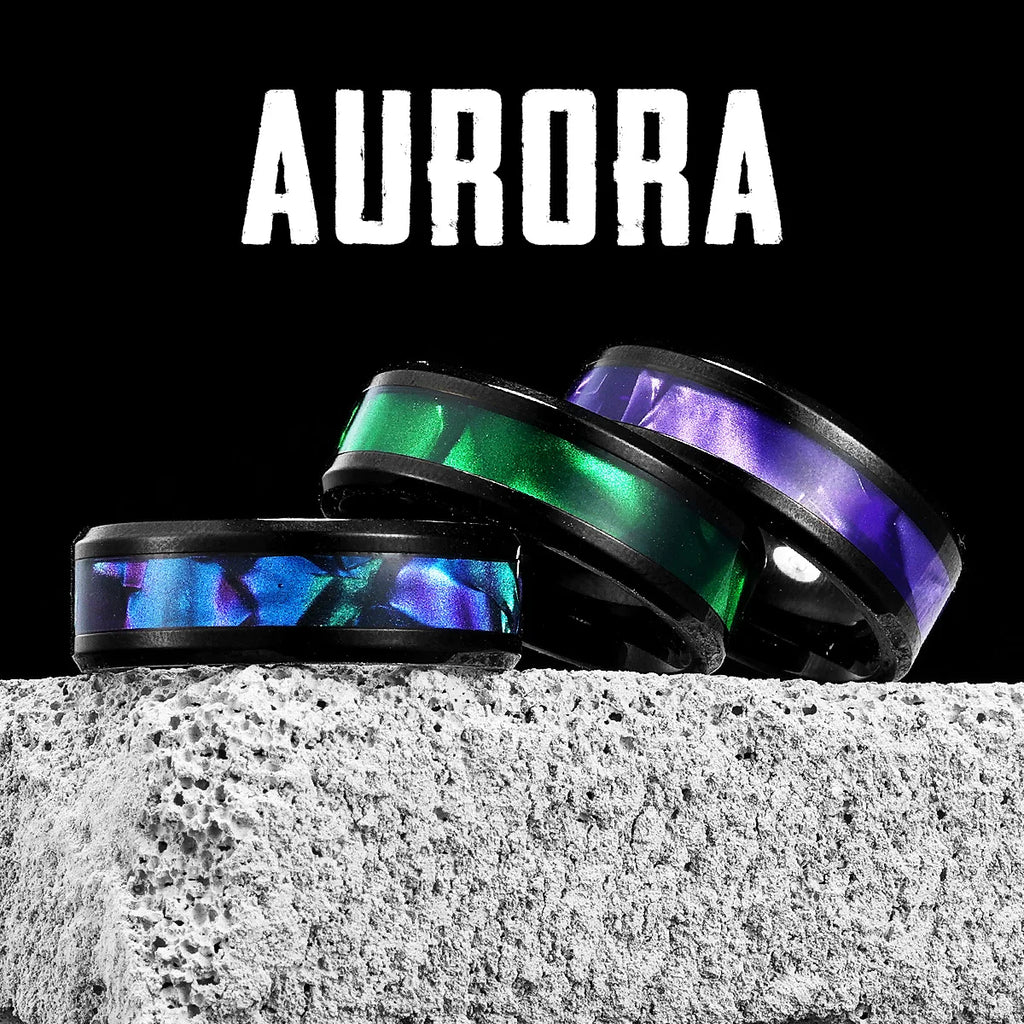 Black Aurora Ring Stainless Steel