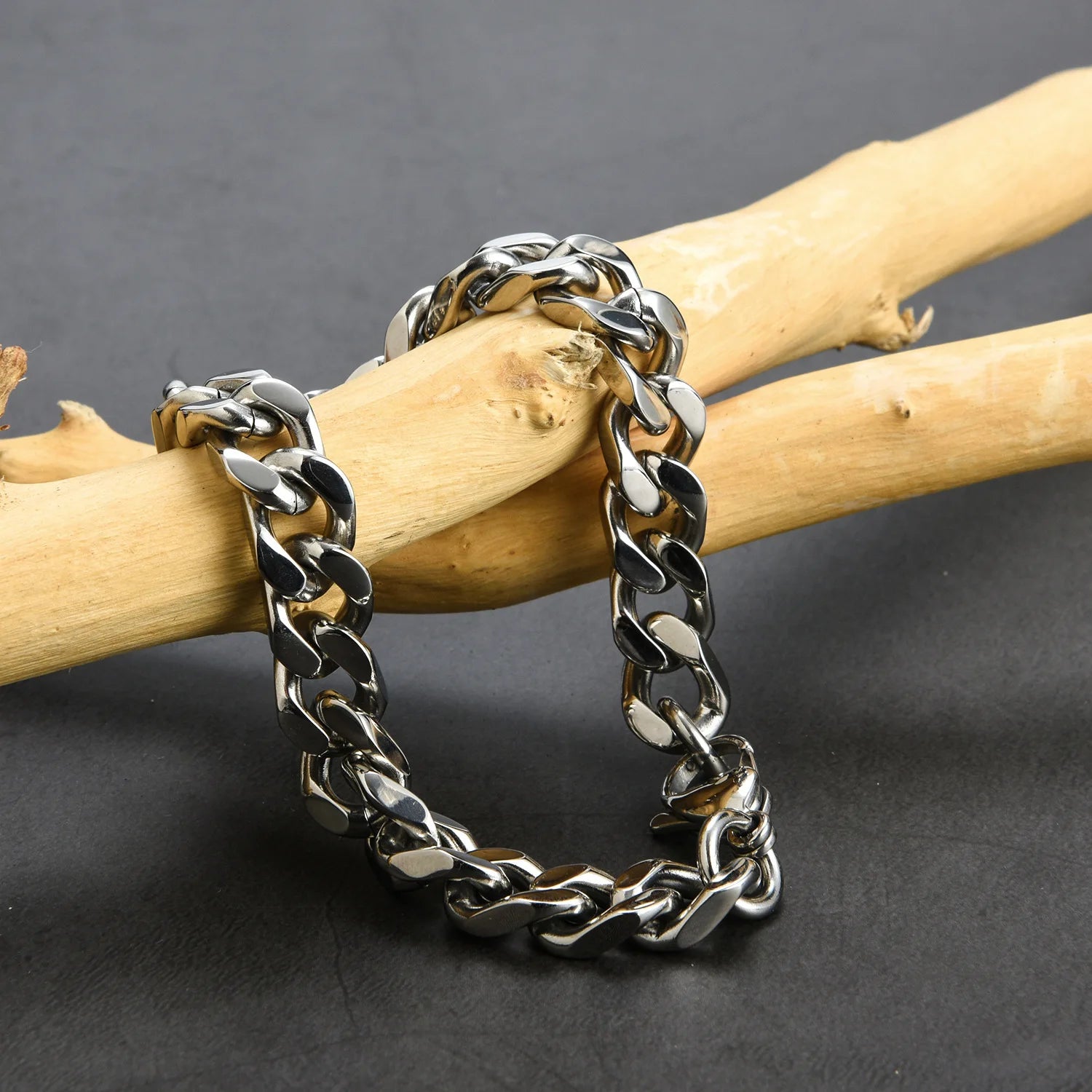 316L Stainless Steel Cuban Chain Bracelet For Men Punk Hand Chain Male Jewelry Accessories 8mm-14mm Wide