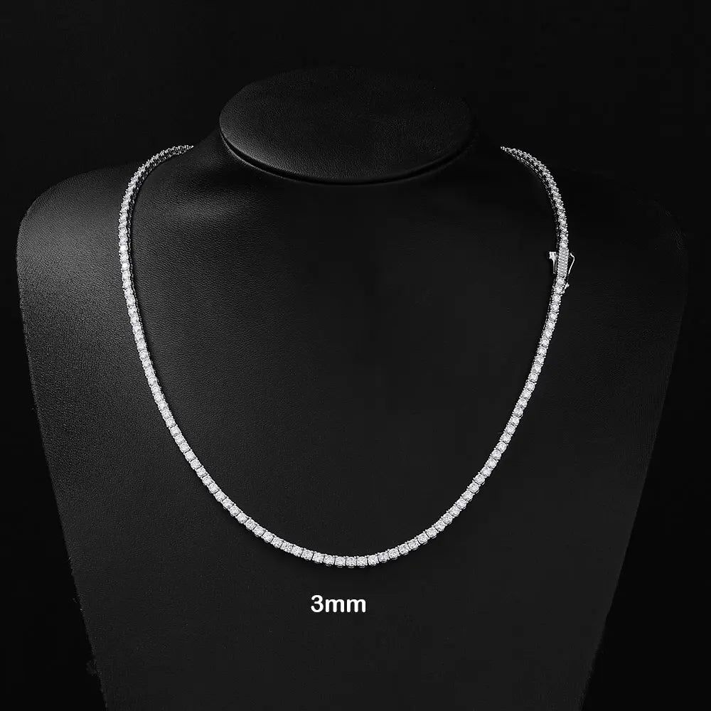Iced Out CZ Tennis Chain Necklace, 4mm — Copper Alloy