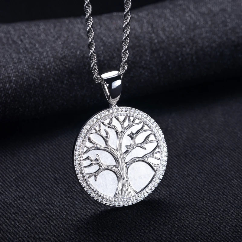 Iced Out Tree of Life Pendant — 14K Gold