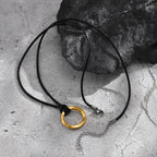 Vicking Round Mobius Necklace for Men,Stainless Steel Pendant with Black Wax Rope,Classic Jewelry Gift to Husband