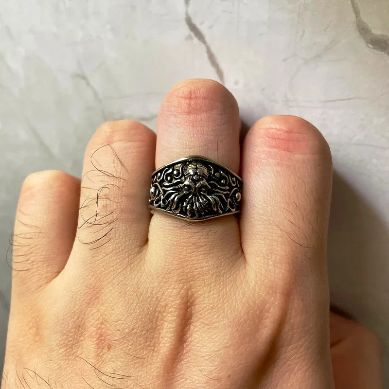 Retro Cthulhu Ring For Men Silver Color Punk Gothic Rock Hiphop Ring Designer Jewelry Biker Accessories Creative Gift