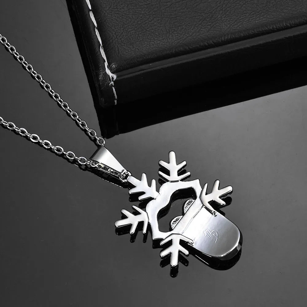 Gold Iced Out Snowflake Pendant Necklace