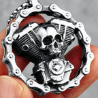 Retro Skull Engine Necklace Chain Machine 316L Stainless Steel Men Skeleton Pendant Rock Punk for Male Biker Rider