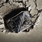 Retro Eye of Providence Vajra Cross Ring Punk Gothic Adjustable Open Ring For Men Copper Fine Jewelry Accessories Blessing Gift