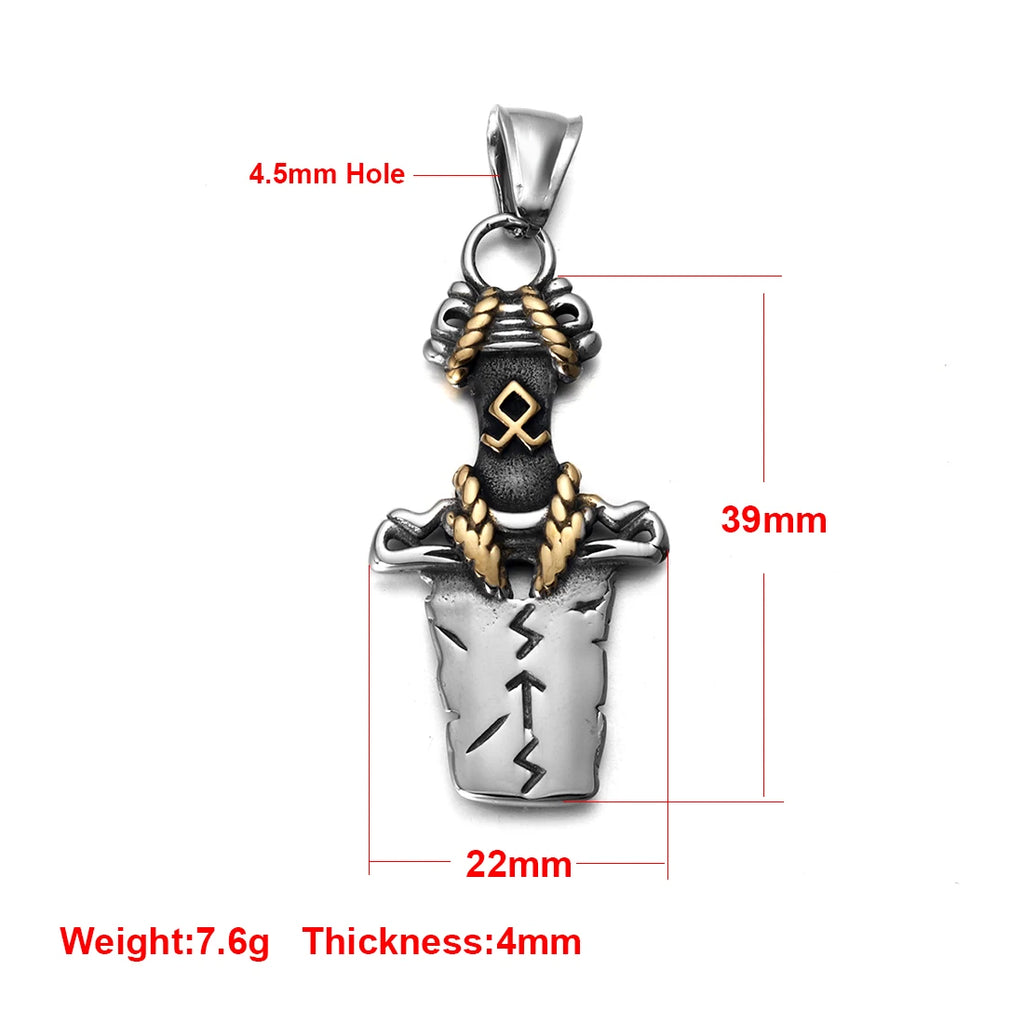 Norse Viking Rune Round Pendant Necklace — Stainless Steel