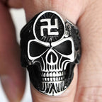 Mf Ghost Punk Doom Swastika Symbol Skull Misika Ring Size 14 Stainless Skeleton Big Rings For Men Svastika Head Of State