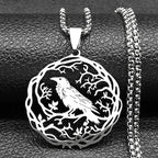 Tree Of Life Steel Pendant Gothic Crow Bird Raven