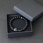 Noter Hiphop Men Bracelet Beaded 8mm Onyx Stone Braclet Wolf Lion Animal Braslet Punk Jewelry Pirate Skull Brazalete