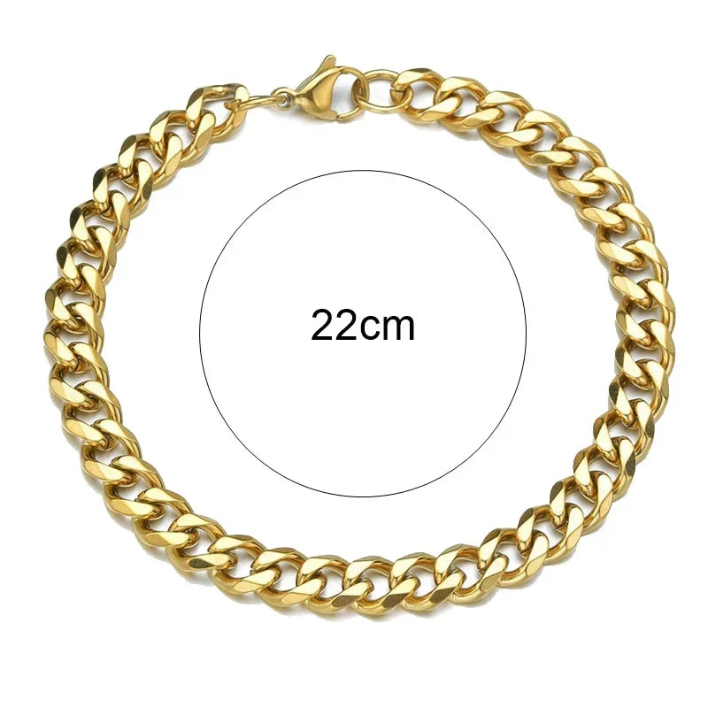 Fashion Stainless Steel Men Curb Cuban Chain Bracelet Women Bracelet On Hand For Couple Unisex Wrist Hand Jewelry Gift Party