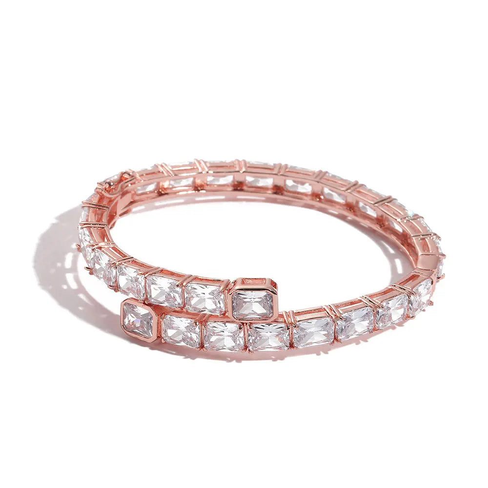 Iced Out Rectangle Bracelet Stainless Steel CZ