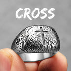 Vintage Cross Ring — Stainless Steel