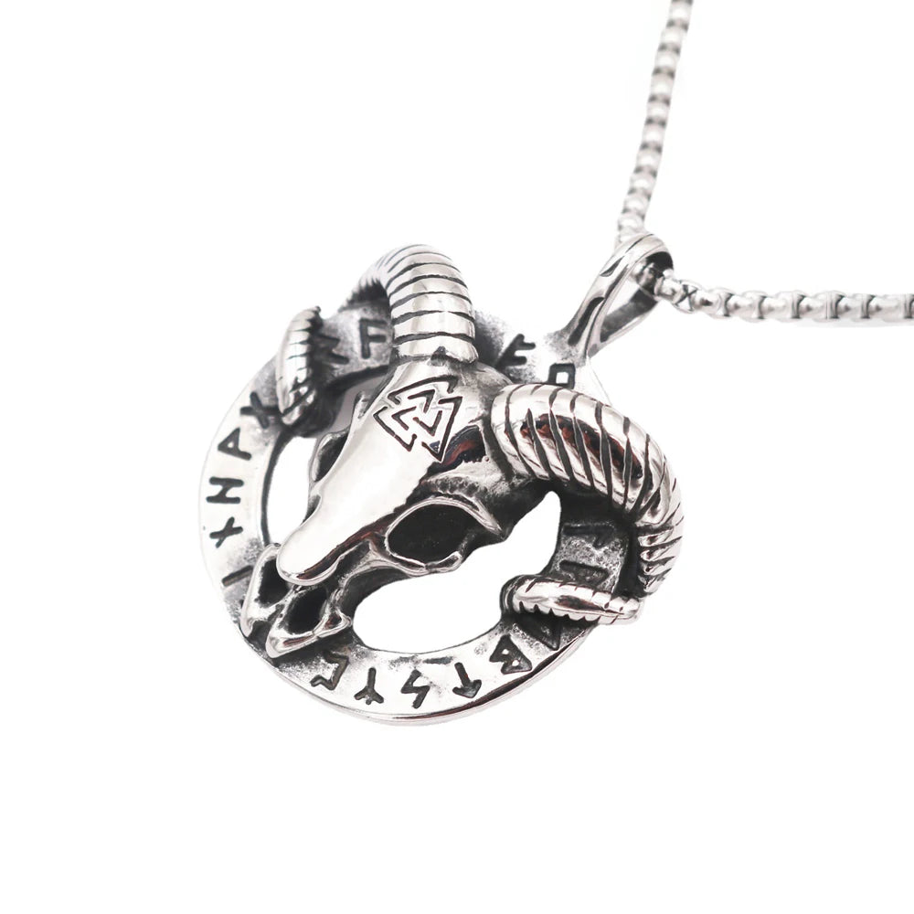 Skull Viking Steel Pendant Vintage Gothic 316L