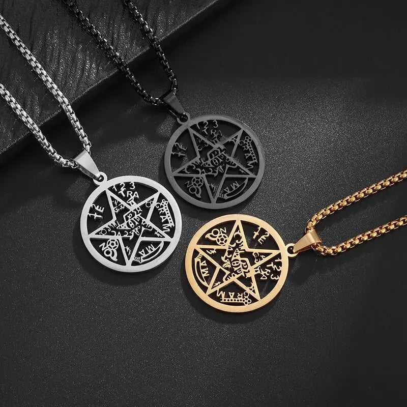 Hebrew Pentagram Star Pendant Necklace — Amulet