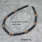 Fashionable Natural Stone Necklace Men Turquoises Hematite Tiger Eyes Beads 50cm Short Collar Jewelry Office Erkek Kolye Joias