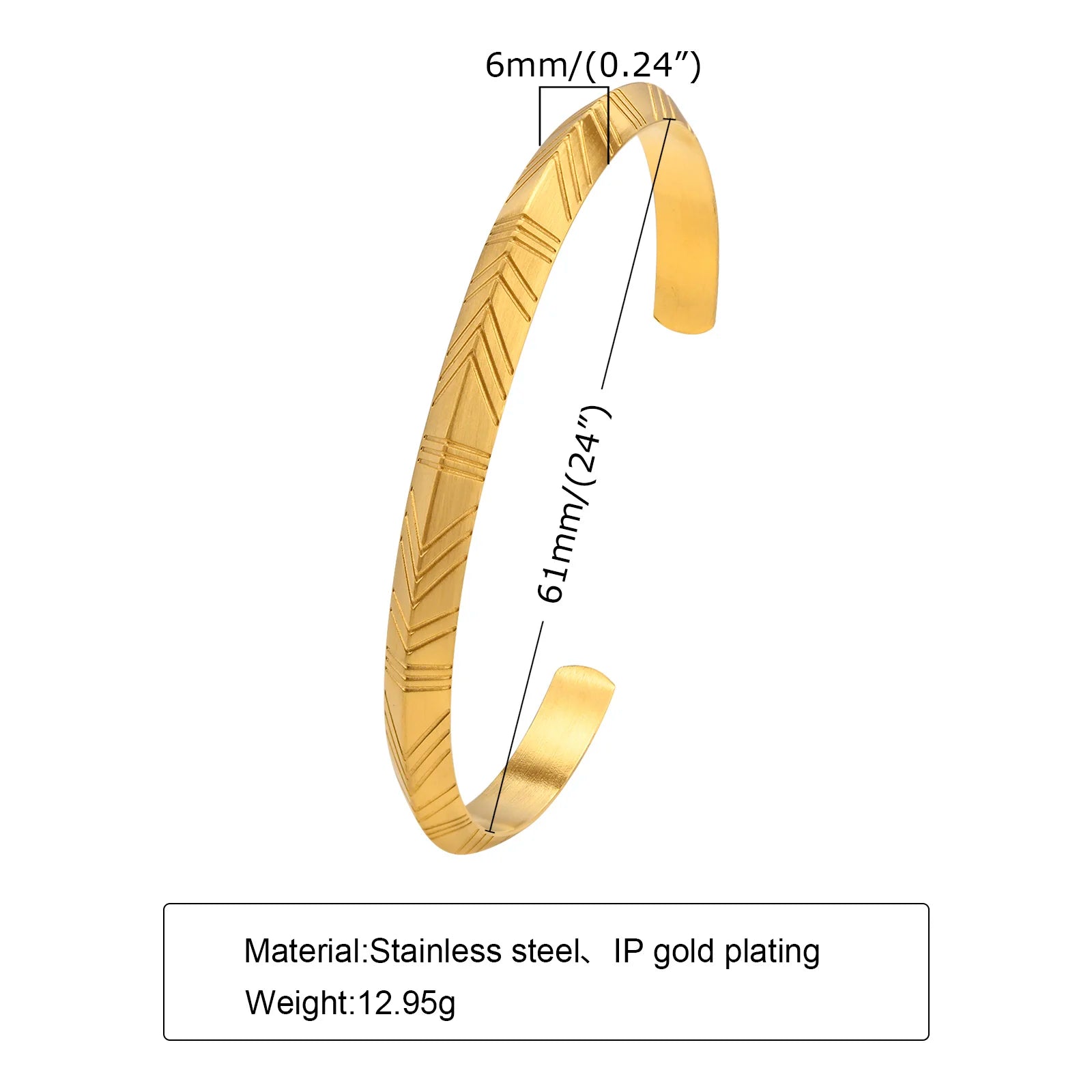 Minimal Thin Cuff Bangle Bracelet — Stainless Steel