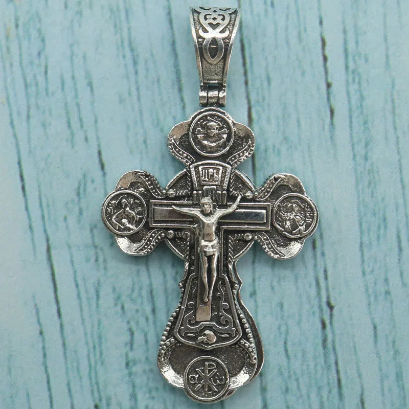 Orthodox Cross Silver Pendant Necklace