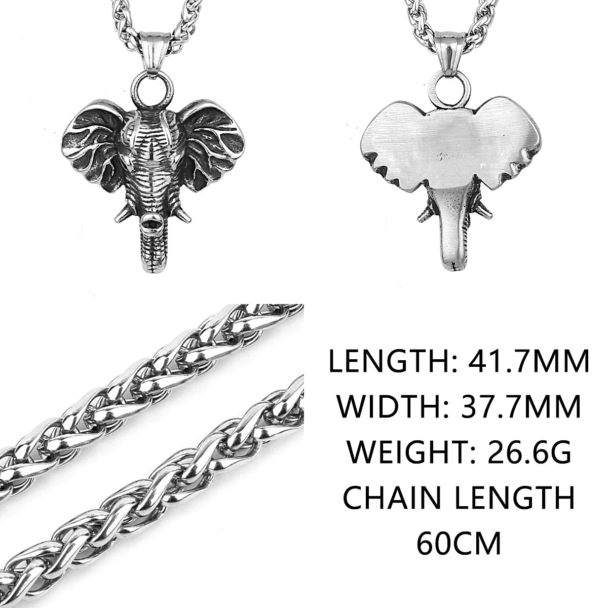 Retro Exaggerated Elephant Pendant Men's Fashion Animal Elephant 316L Stainless Steel Pendant Necklace Gift Jewelry Wholesale