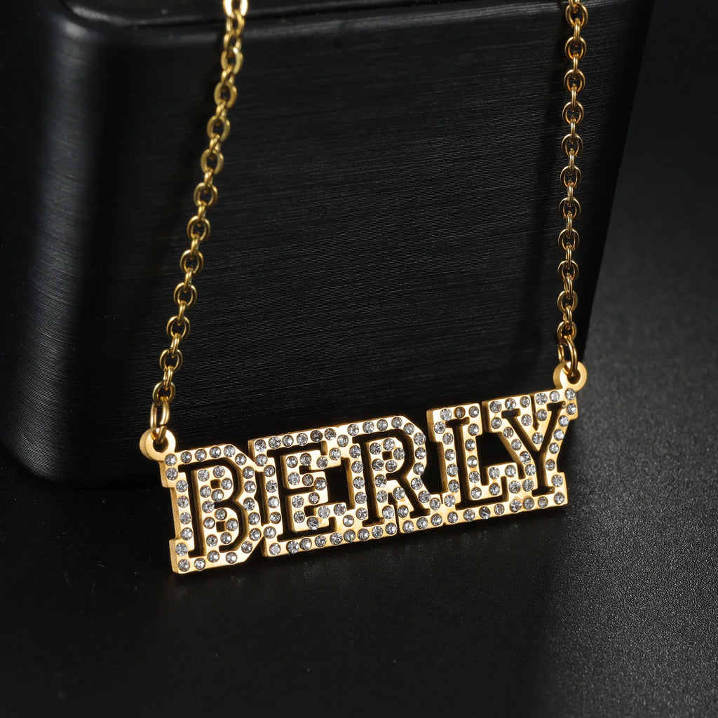 Personalized Custom Zircon Name Necklace Stainless Steel for Women Men Double Layers Zircon Twist Chain Birthday Jewelry Gift