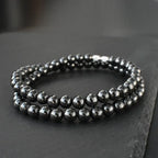 Hematite Obsidian Triple Protection Necklace — Zinc Alloy, 6mm