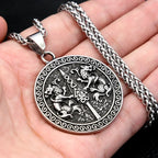 Nordic Double Wolf Pendant Necklace — Stainless Steel
