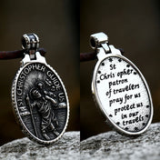 St. Christopher St. Michael Dragon Slayer Medal Pendant — Steel