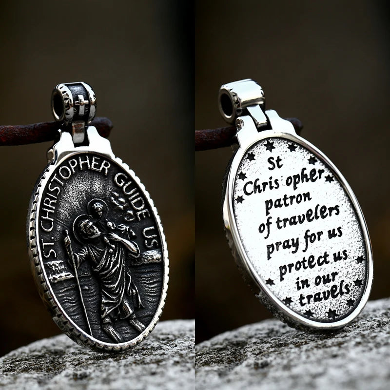 St Christopher Men's Patron Saint Of Time Travelers Archangel Michael dragon slayer st george Pendant Chain Necklace