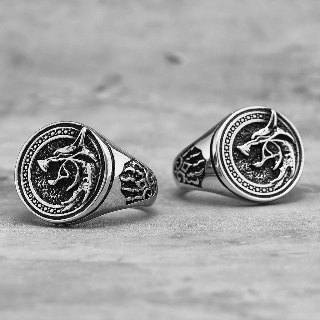 Viking Wizard Wolf Paw Stainless Steel Mens Rings Punk HipHop Unique Trendy for Male Biker Jewelry Creativity Gift