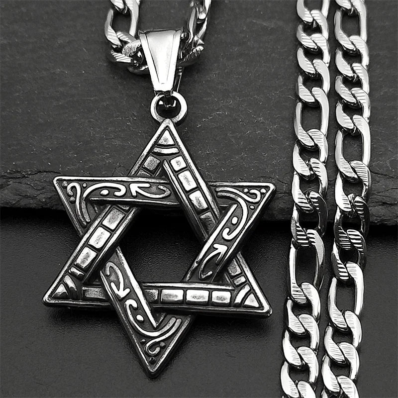 Star of David Pendant Necklace — Steel